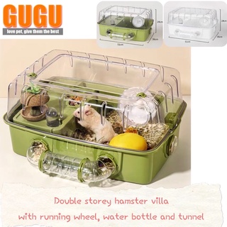 GUGUpet collection transparent hamster landscaping cage set with wheel, tunnel and water bottle