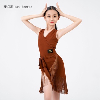 Cha-Cha Children S Latin Dance Practice Clothes Sleeveless Dress Female Professional Tassel Competition Performance #6