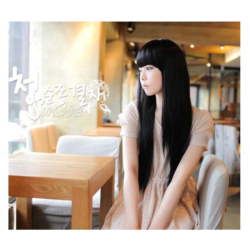 Cosplay Wig Long Straight Flat Bang Women Heat Synthetic Wig Anime