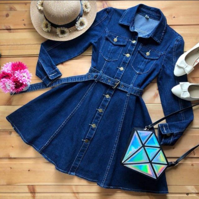 maong dress with belt