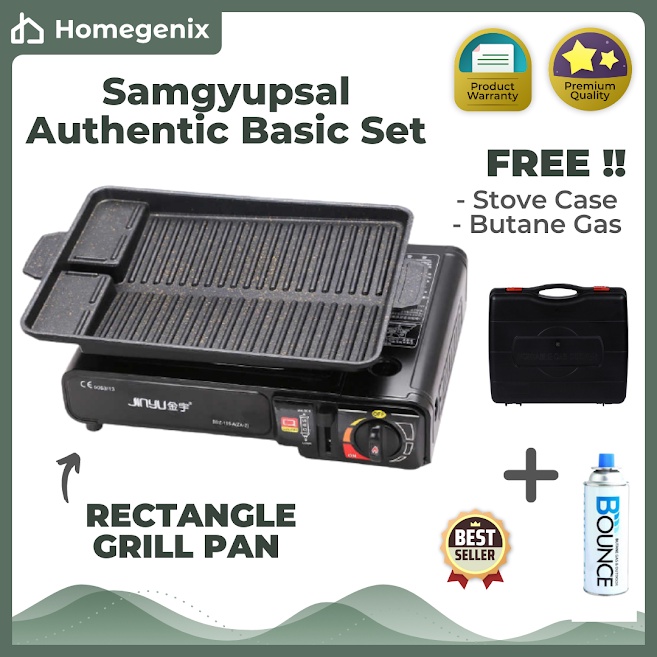 COMPLETE SET Samgyupsal Authentic Basic Set Rectangle Grill Pan w