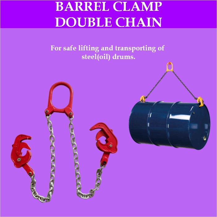 Barrel Clamp Drum Lifter 2 Legs Double Chain Oil Drum Lifting Clamp For Drum Handling Equipment