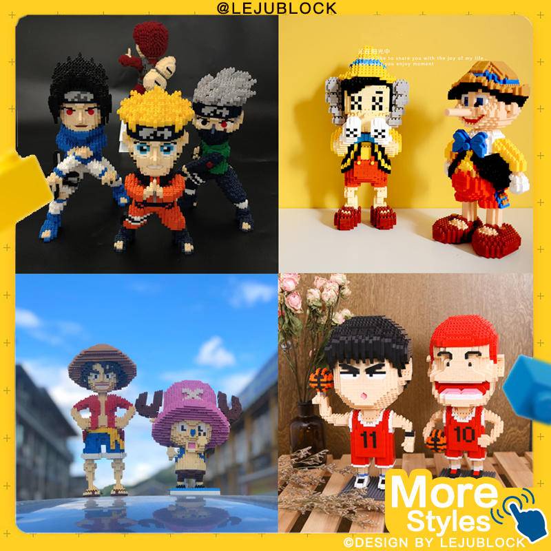 【‍LEJUBLOCK】Chibi Maruko building blocks one piece luffy Jigsaw puzzle Naruto figure zoro nano block lego toys for kids birthday gift conan pinocchio hatsune miku anpanman sakura momoko slam dunk sakuragi arale haruko akagi doll how to train your dragon #1