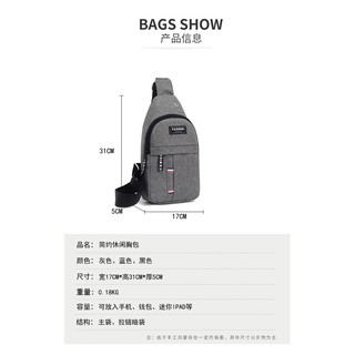 Yvon Canvas Crossbody bag for men with earphone hole #7013 | Shopee ...