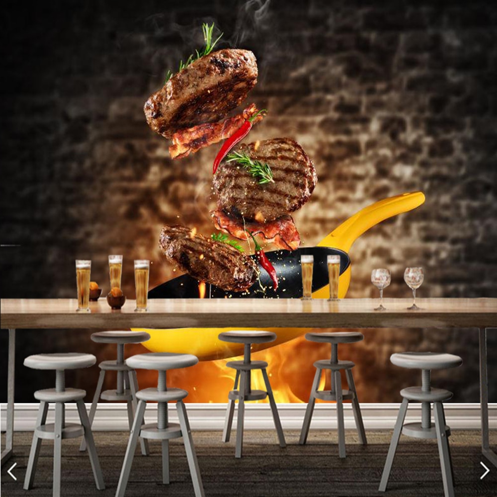 Beef powder flew out of the pot 3d food wallpaper,dining room kitchen  restaurant bar cafe fast food shop mural | Shopee Philippines