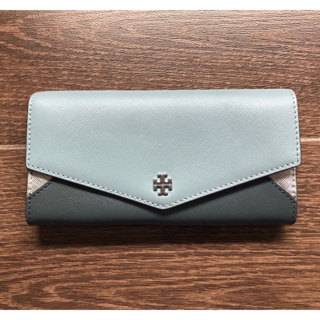 Tory Burch Robinson Metallic Color Block Envelope Wallet | Shopee  Philippines