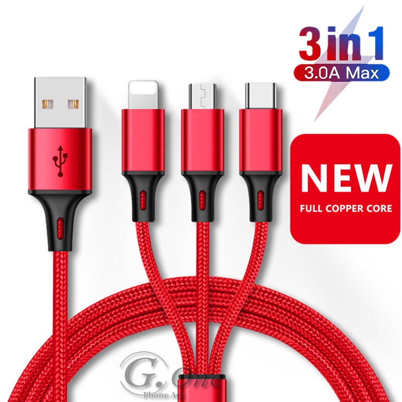 3 In 1 Fast Charging Cord Typec Fast Charger Cable For Android Nylonn