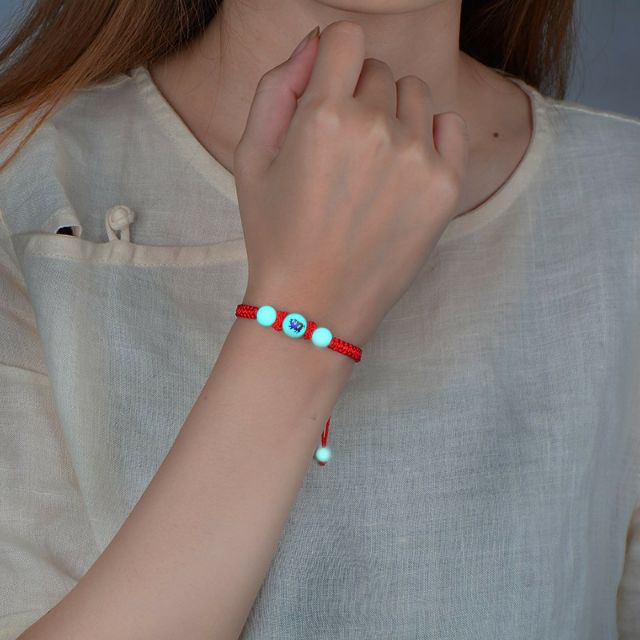 Lucky Charm chinese zodiac red string luminous beads  bracelet