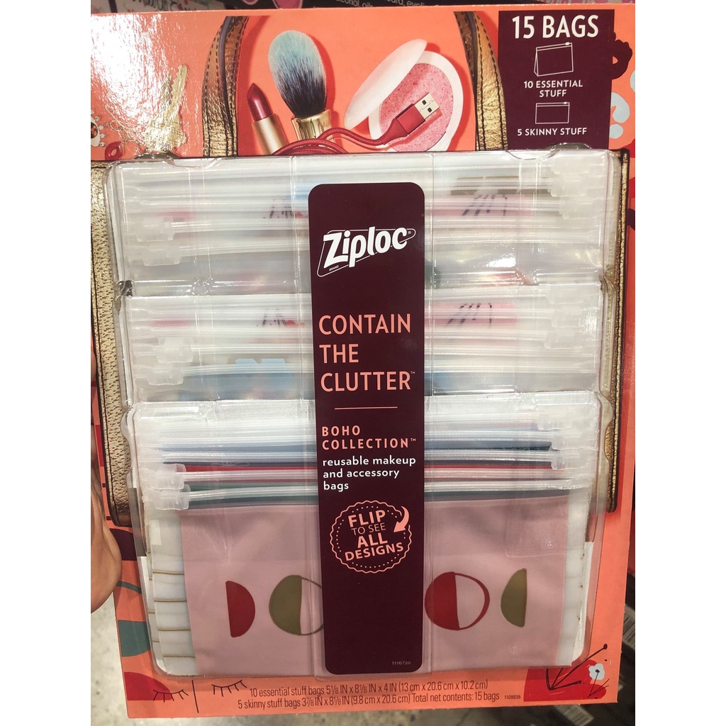 thumbnail image 2 of Ziploc Charm Collection Reusable Accessory Bags – 15-Piece Multicolor Set For Travel Storage & Organization 2 of 5