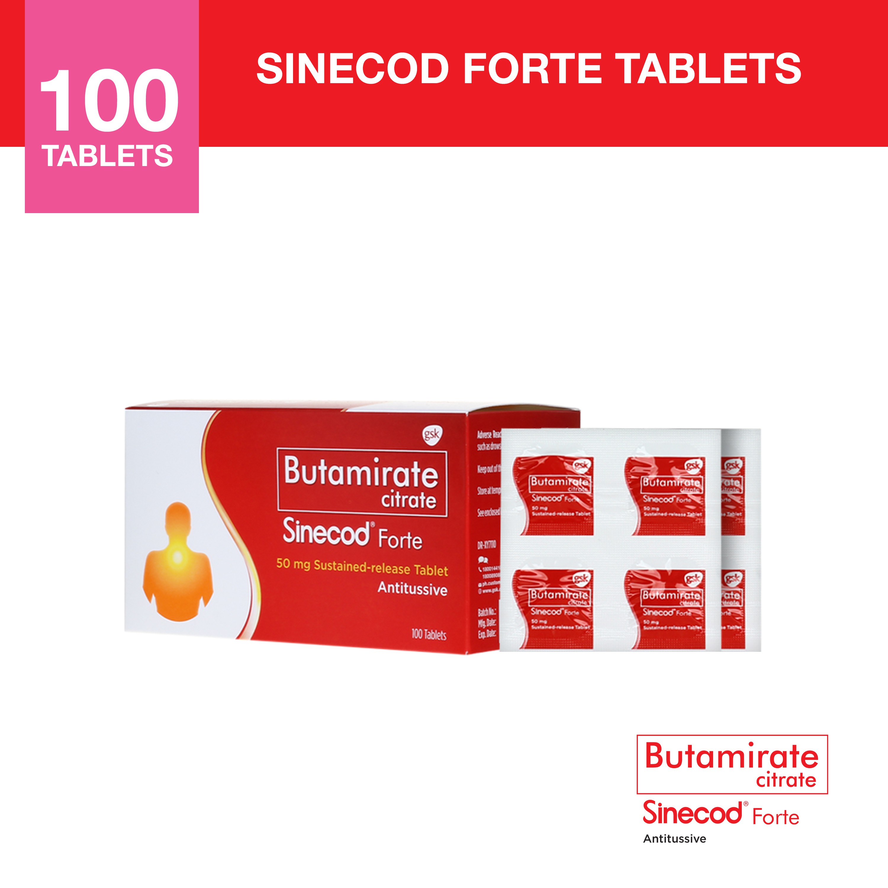 Sinecod Forte 50mg 100 Tablets Shopee Philippines