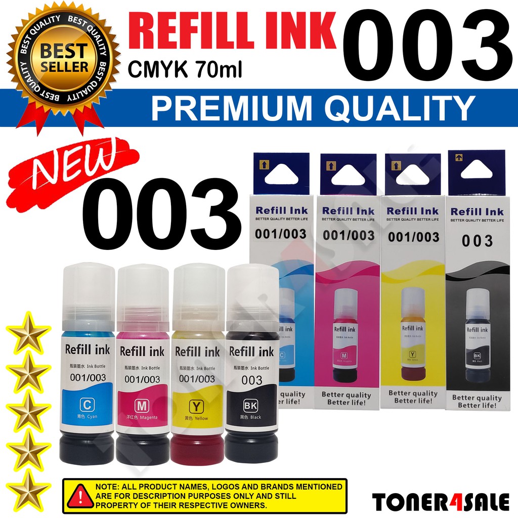 Refill Ink 003 For Epson L3110 L3210 L1110 L1210 L1250 L3116 L3216 L3150 L3250 L3156 L5190 L5290 2851