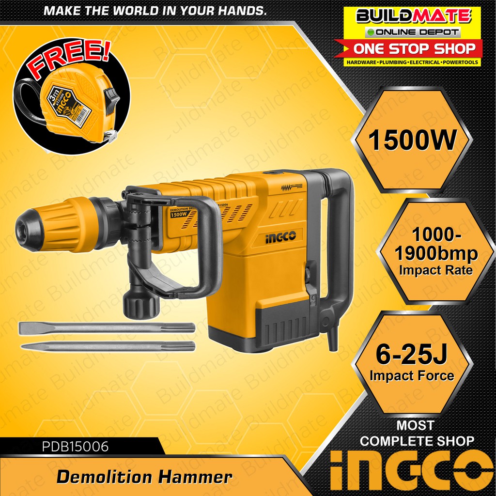 INGCO Demolition Hammer Percussion Jack 1500W PDB15006 +FREE