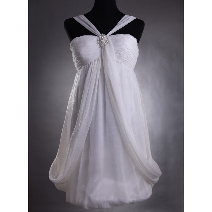 white halter cocktail dress
