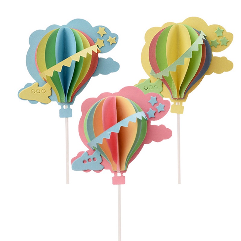Hot Air Balloon Cake Topper Birthday Romantic 3D Cloud Airplane Cake Decoration