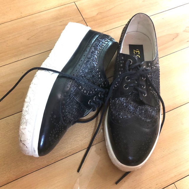 silver oxford platform shoes
