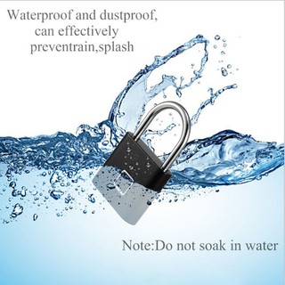 Digitan Fingerprint Padlock Black IP65 Waterproof Security Rechargeable Stainless Steel #7
