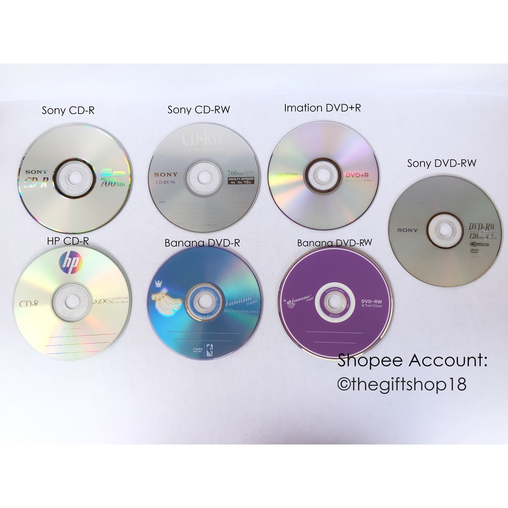 Various Brands Blank Cd R Cd Rw Dvd R Dvd Rw W Free Case Shopee Philippines