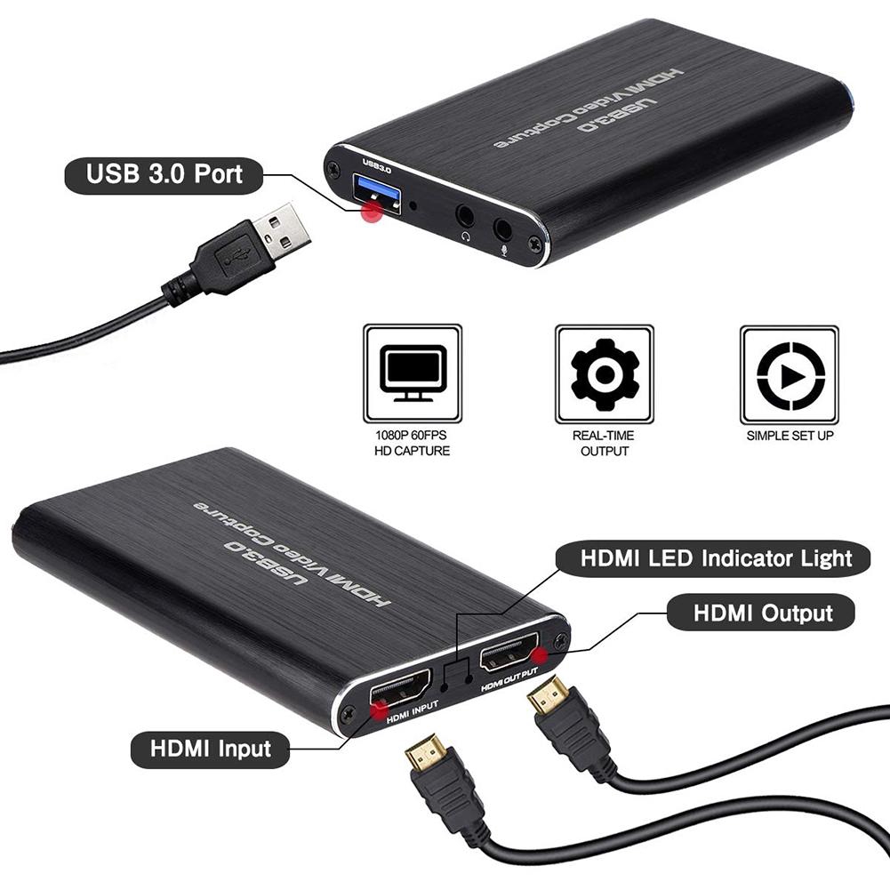 4K HDMI Game Capture Card USB3.0 1080P Reliable Portable Capture Card for Live Broadcasts Video ...