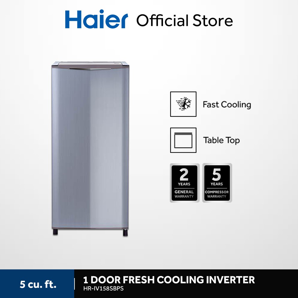 Haier Hr Iv158sbps 5 0 Cu Ft Fast Cooling Inverter Single Door Refrigerator Hairline Silver Shopee Philippines