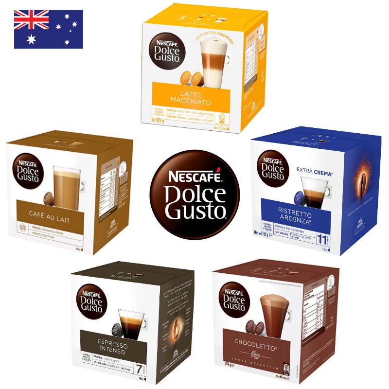 Nescafe Dolce Gusto Pods Cafe Au Lait Latte Macchiato Chocoletto