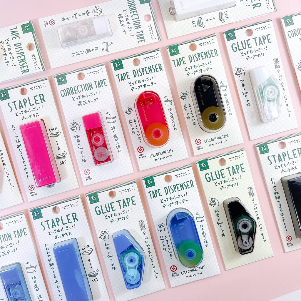 Midori XS Correction Tape / Tape Dispenser / Glue Tape / Stapler