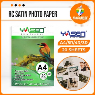 RC Satin Photo Paper Waterproof  (A4 / 3R / 4R / 5R ) 260 GSM (20 Sheets) | Yasen Brand
