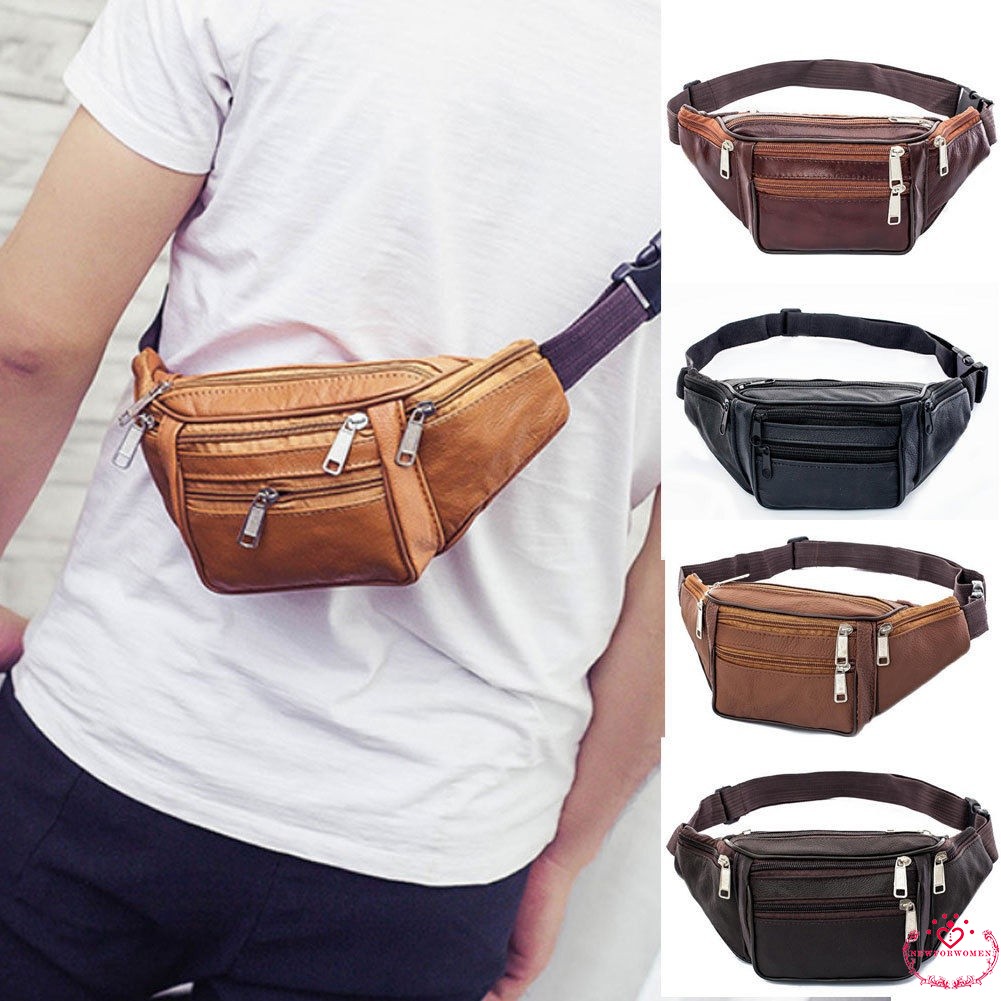 WFO-NEW Black Leather Fanny Pack-Waist Belt Bag | Shopee Philippines
