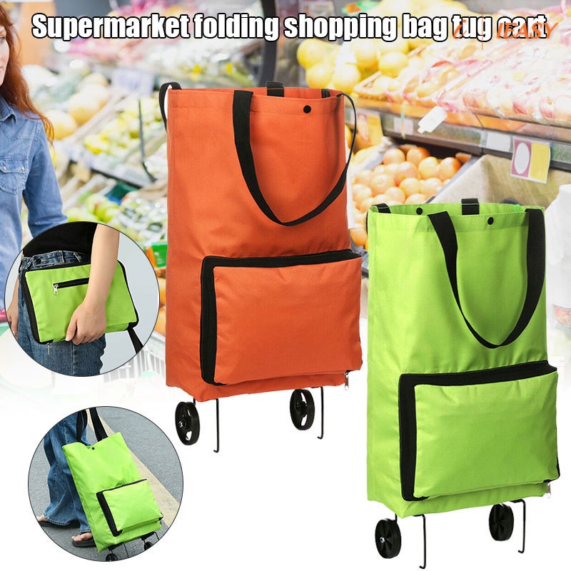 Portable Wheeled Bag High Capacity Supermarket Folding Shopping Bag Trolley Cart Handle Bag ...