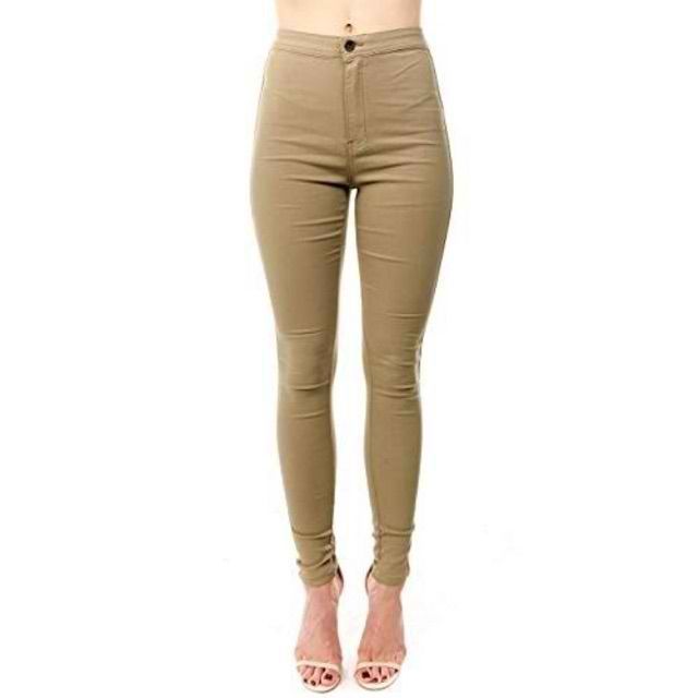 khaki high rise pants