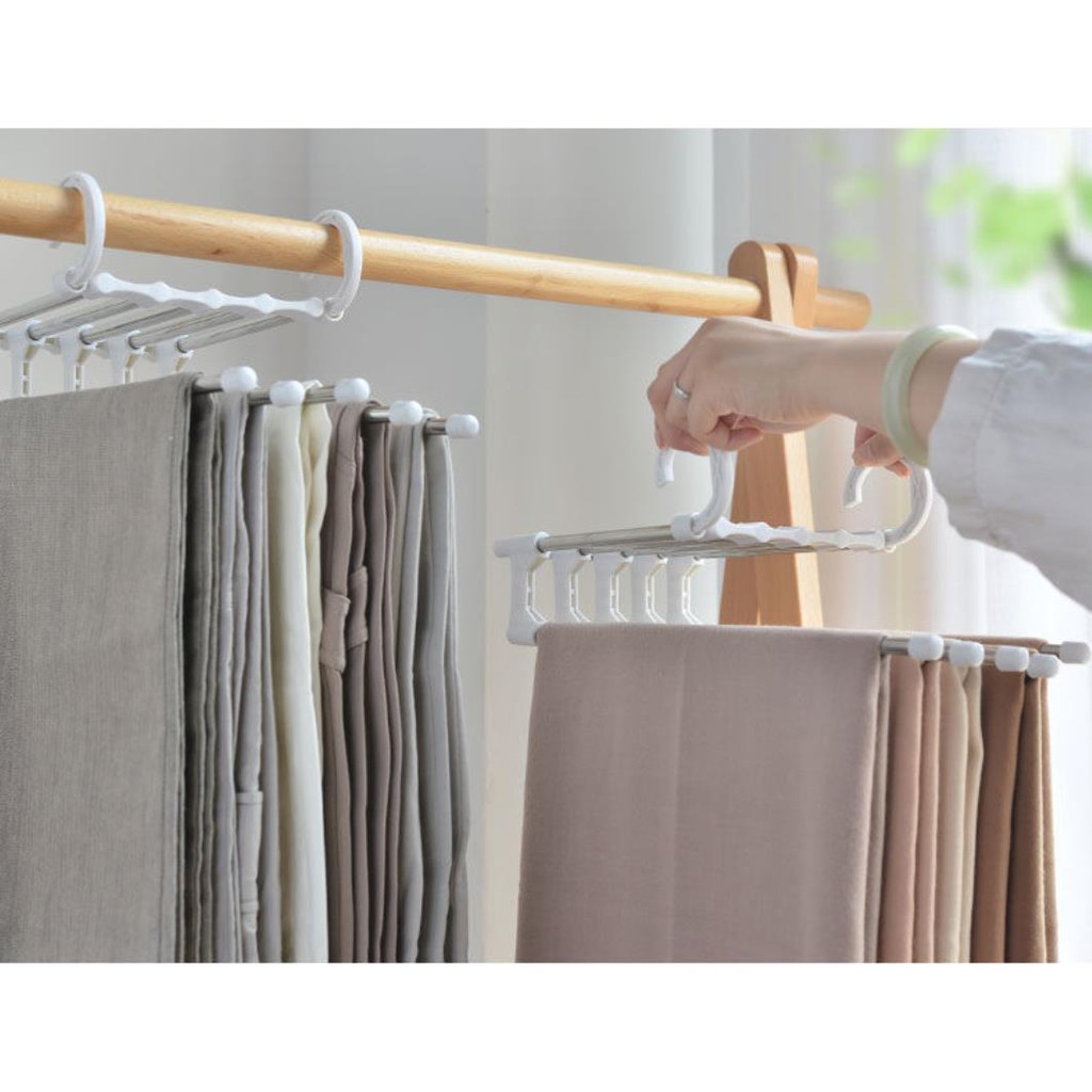 Multi-Functional Magic Pants Hanger Organizer Space Saving Wardrobe Closet Storage Rack