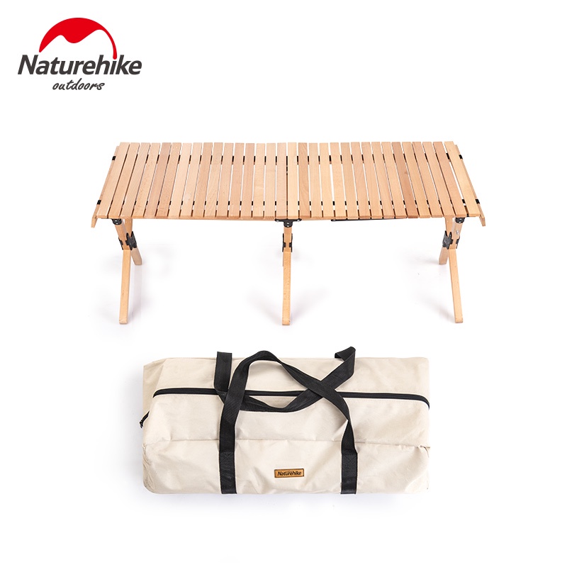 Naturehike Outdoor Wooden Table Folding Egg Roll Camping Table 30kg