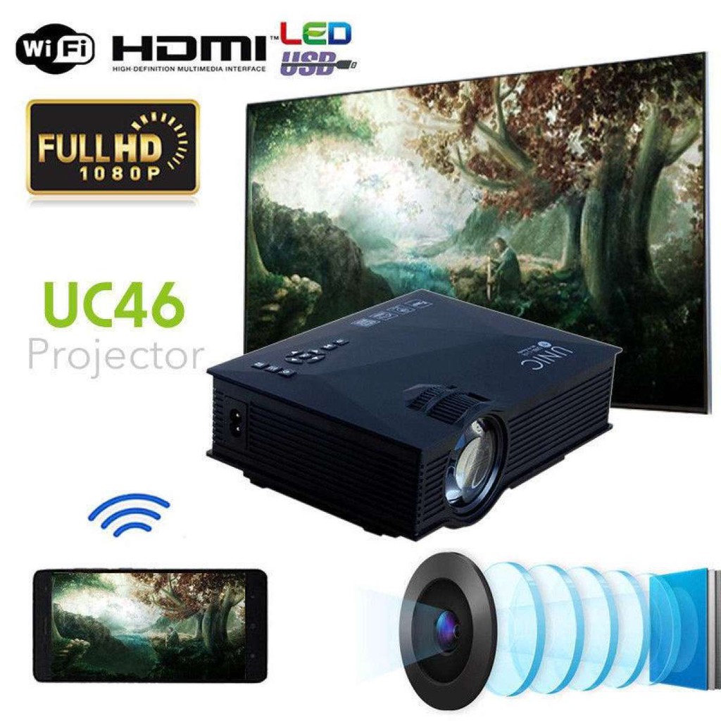 1200 Lumens Home Theater Mini WiFi Portable Projector UC46 ...