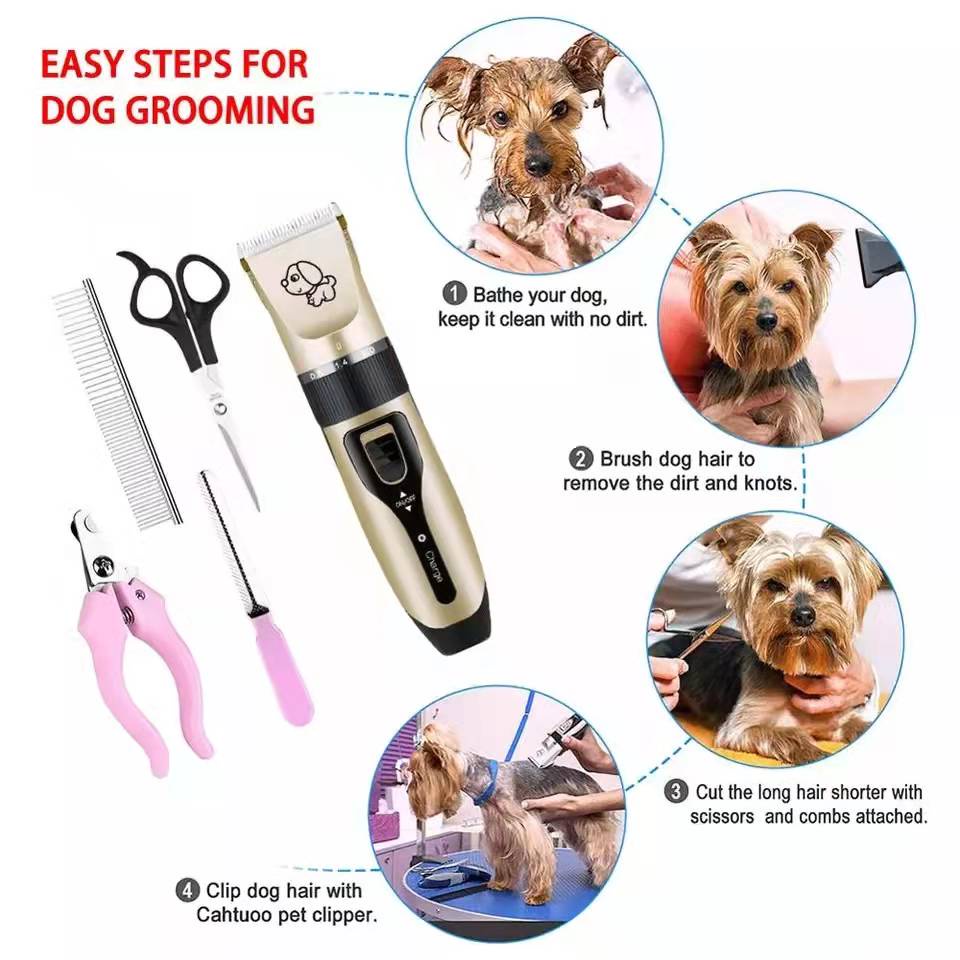 （Hot）Sunwell Professional Pet Hair Clipper Razor for Dogs Cat Shaver USB Rechargeable Low Noise Elec #3