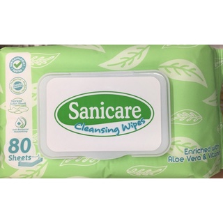 Sanicare Cleansing wipes 80 sheets with aloe vera & vitamin E
