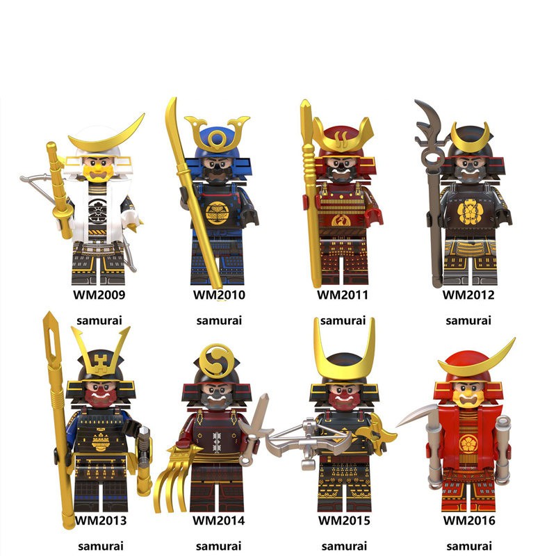 8pcs/set Japan Anime brick Like Minifigure Japanese Samurai Figure