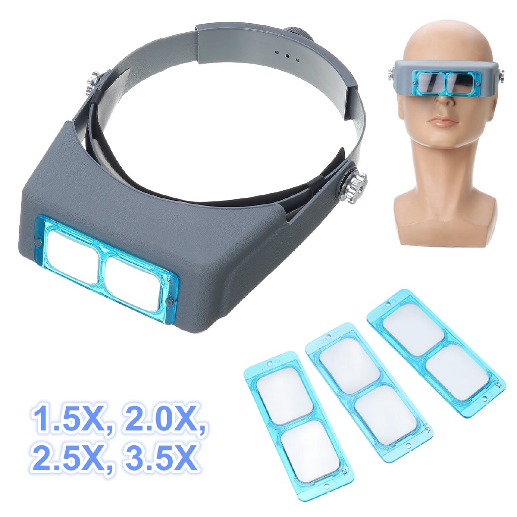 4 Lens Head Wearing Magnifier Magnifying Glass Headband Optivisor Eye