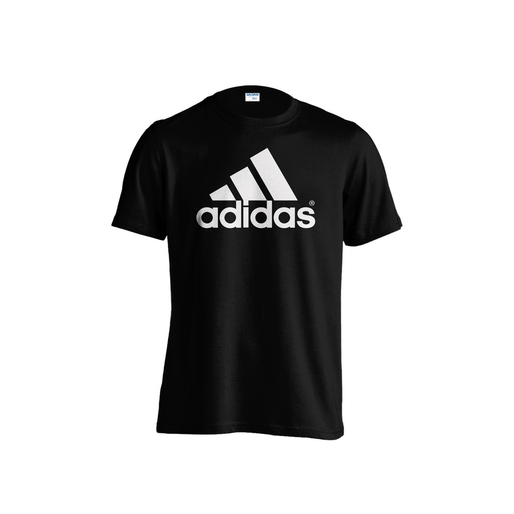 white adidas t shirt with black logo