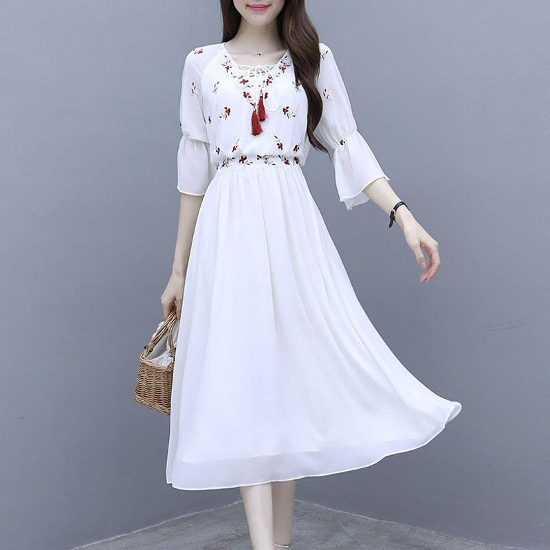 white elegant midi dress