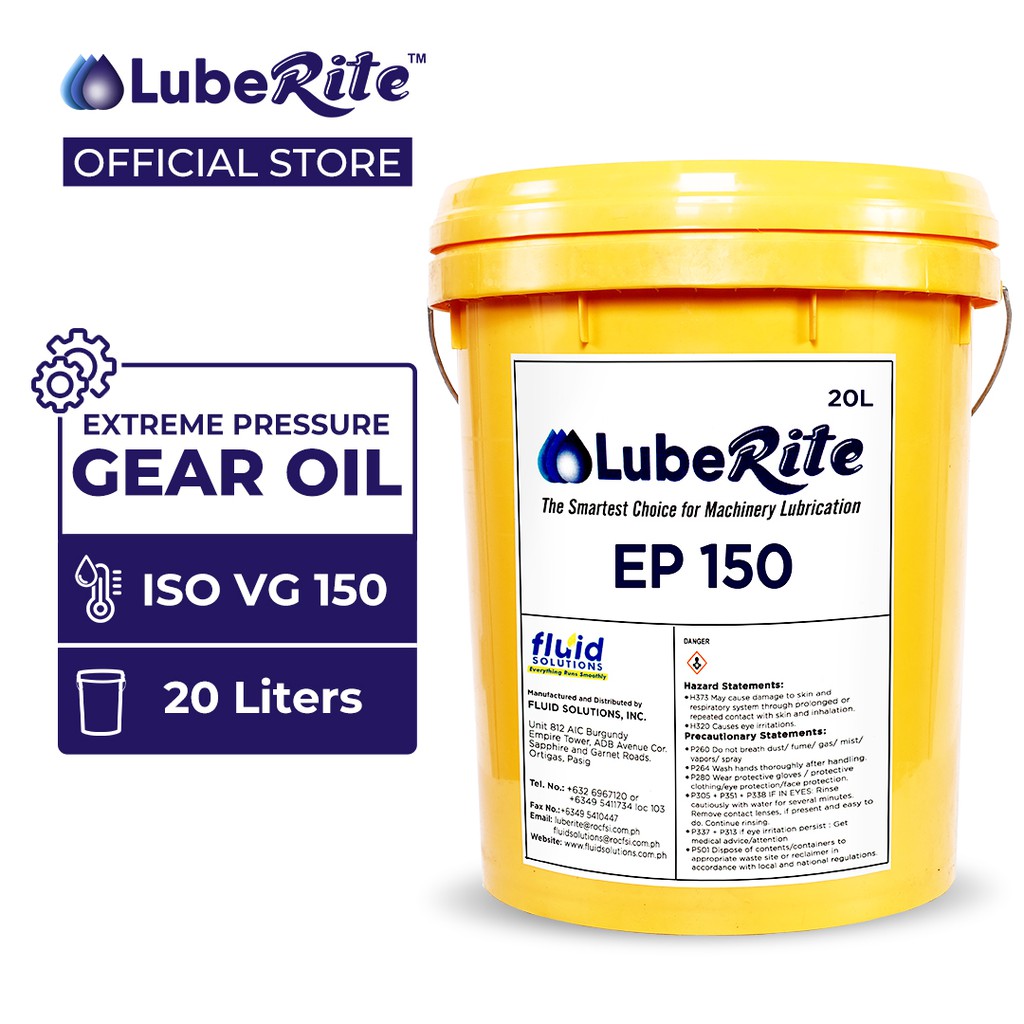 LubeRite EP 150 - Extreme Pressure ISO VG 150 Gear Oil 20L | Shopee