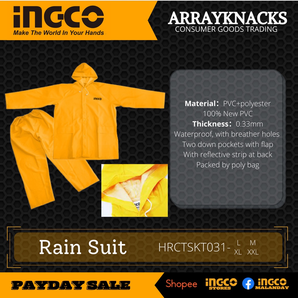 INGCO Rain Suit (HRCTSKT031M) (HRCTSKT031L) (HRCTSKT031XL