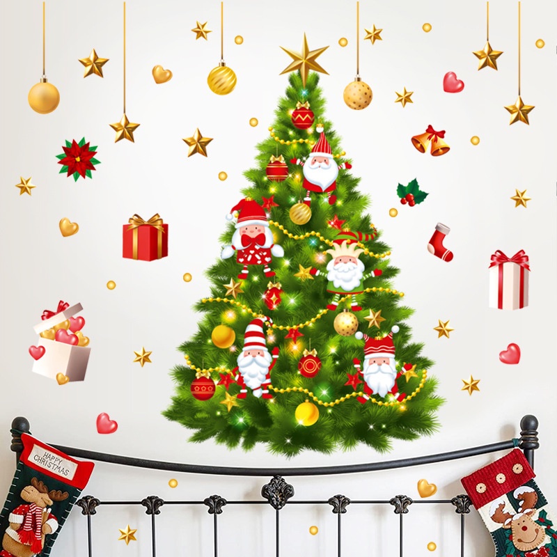 60x90cm New Year Christmas Tree PVC Waterproof Wall Stickers/ Christmas ...