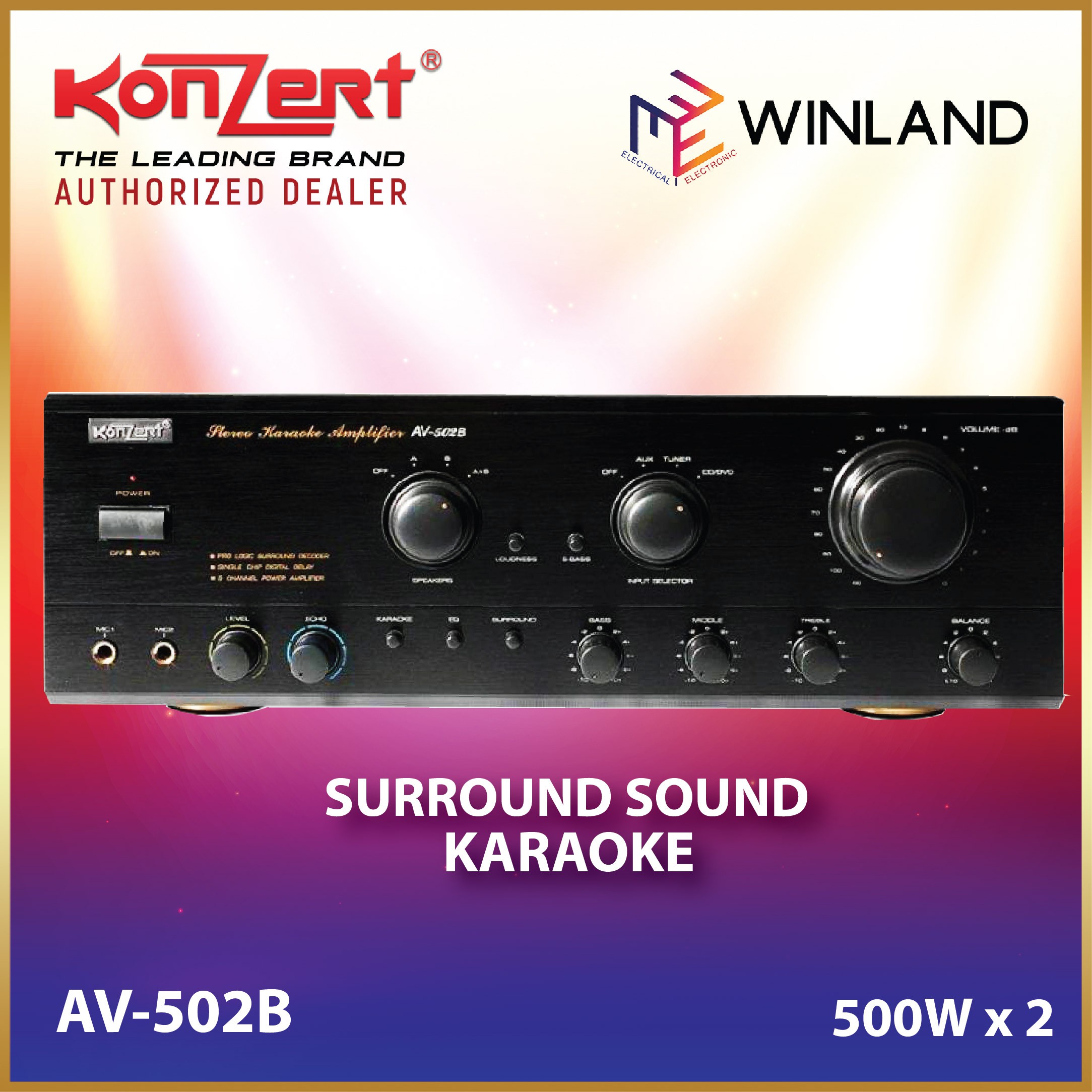 Konzert Original AV502B Surround Sound Karaoke Amplifier 500W x 2 RMS