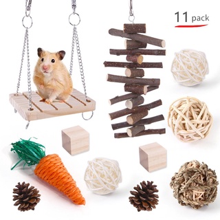 Wooden Hamster Toy Grass Ball Set Bite resistant Molar Cleaning Tooth Interactive Games Props Pet Su