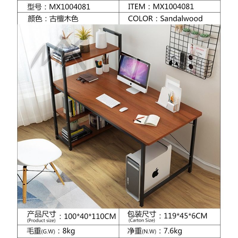 100x40CM Big Size Computer Study Home Office Table Desk Furniture With  Shelves | Shopee Philippines