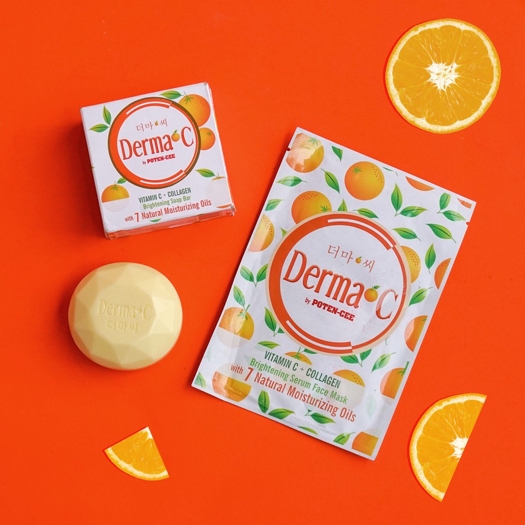Derma C Brightening Serum Face Mask Vitamin C + Collagen Shopee