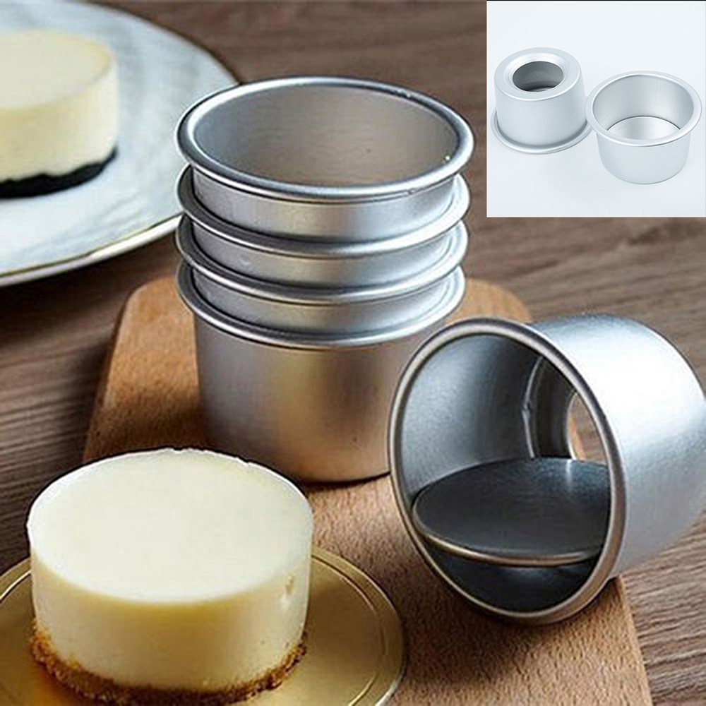 Details about   6Pcs Silver Nonstick Aluminum Cake Dessert Cup Mold DIY Pudding Baking Container 