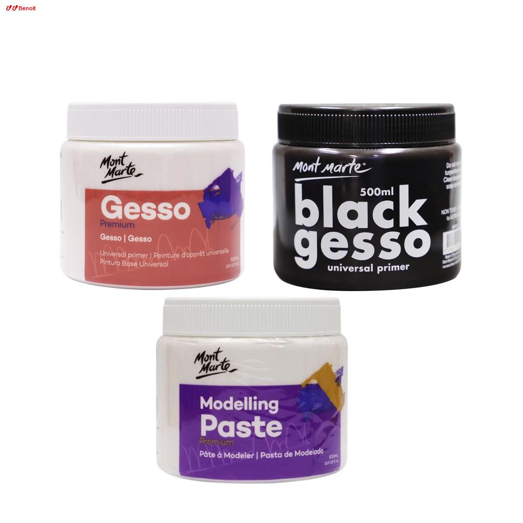 Mont Marte Premium White & Black Gesso and Modeling Paste 500ml (16.9oz