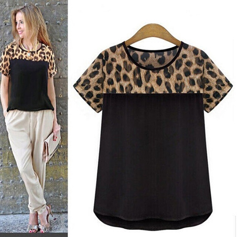 plus size leopard blouses