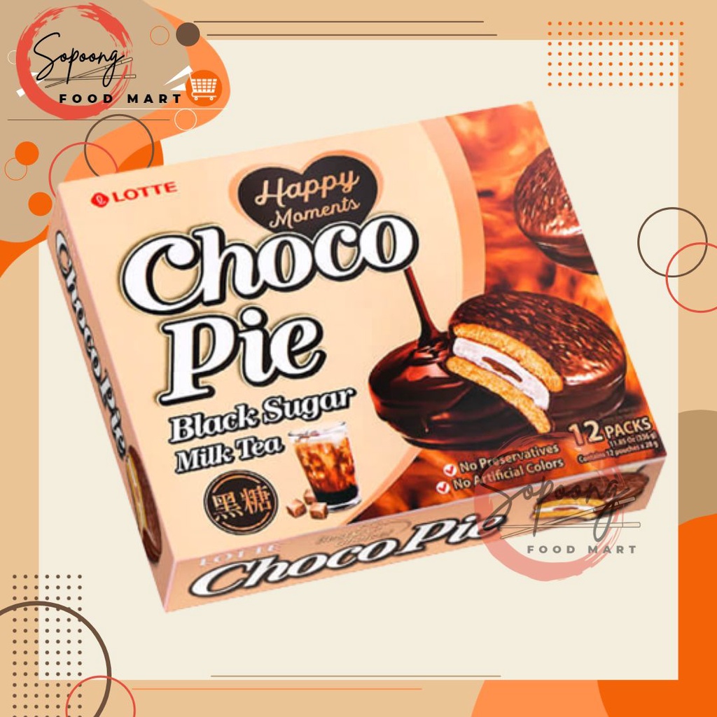 Lotte Choco Pie Black Sugar Milk Tea Flavor 336g | Shopee Philippines