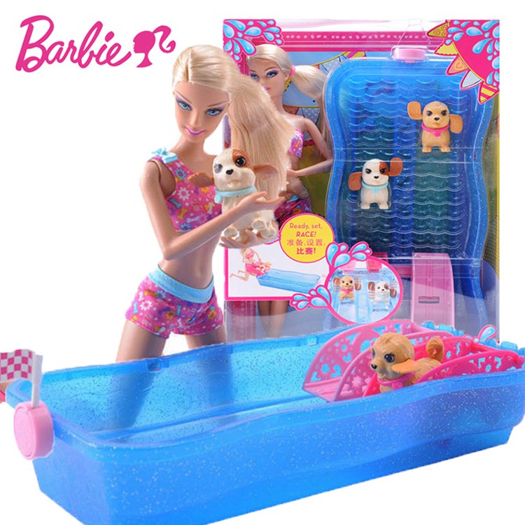 barbie swimming dog